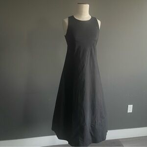 COS Black Sleeveless A-Line Midi Dress | Minimalist | Back Zip | Pockets